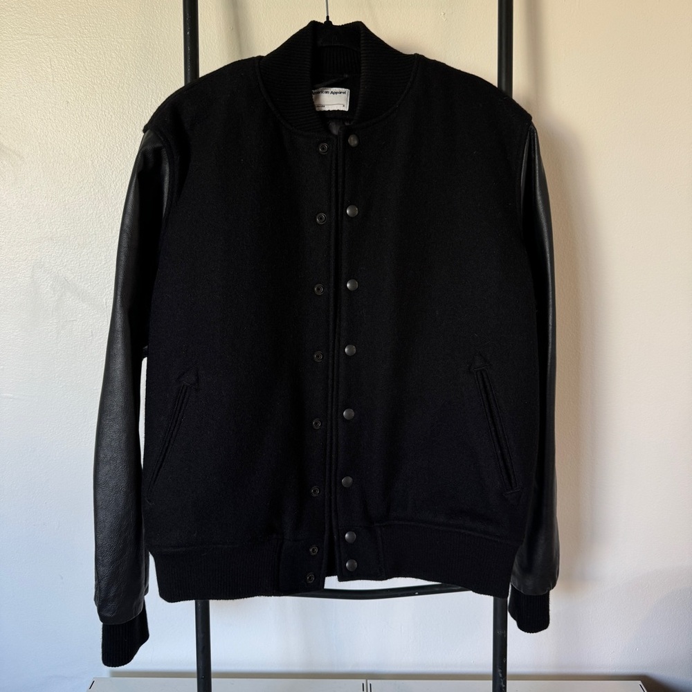 American Apparel Black Bomber Jacket with Textured Fabric